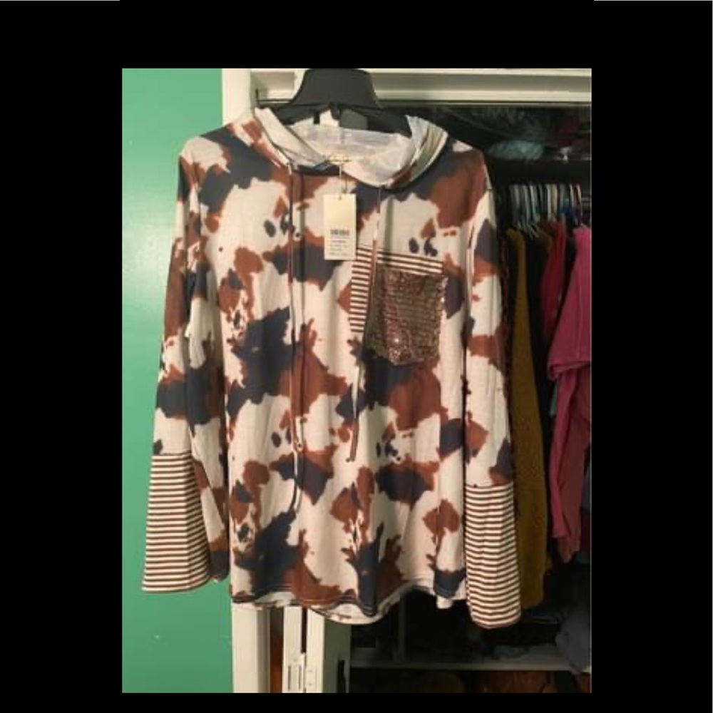 Cow print pullover shirt